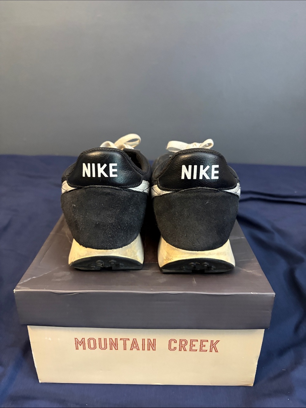 Nike Black Sneakers with White Swoosh and Cream Midsole - Picture 4 of 5